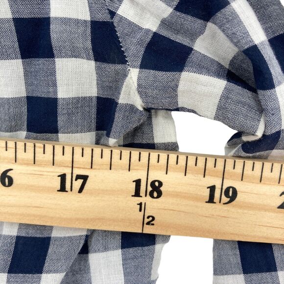 J.CREW Button Up Shirt Womens Medium Navy White Checked 100% Cotton Long Sleeve - Picture 14 of 16